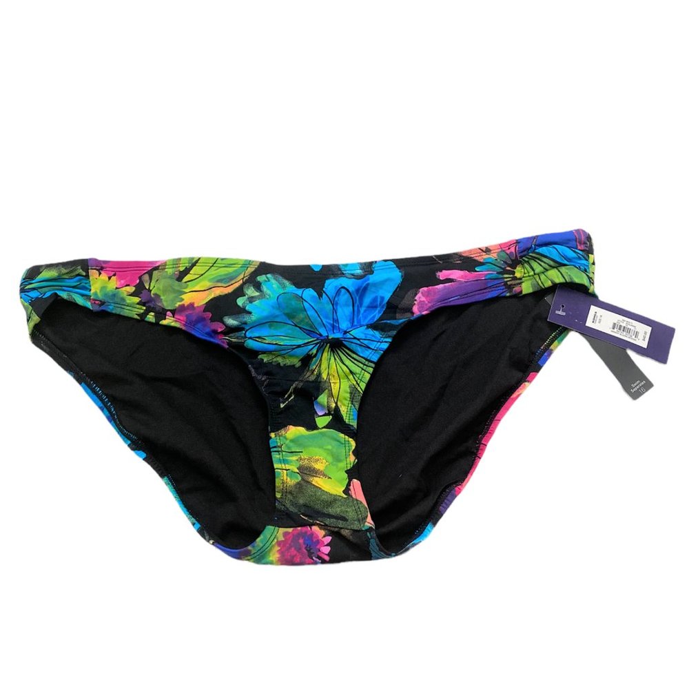 NEW Apt 9 Women's Bikini Bottoms Swimsuit size 8 Black Floral Full Coverage